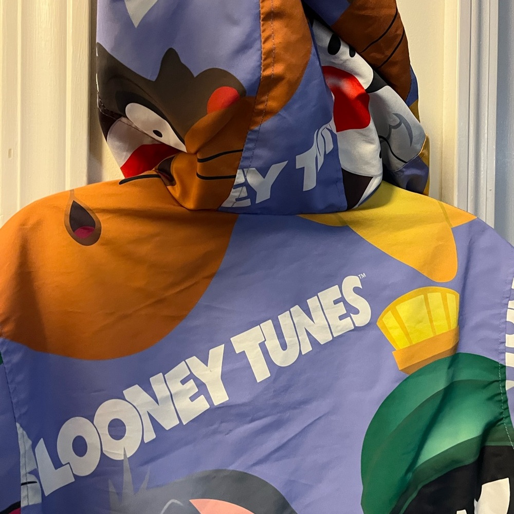 Members Only Looney Tunes Full Zip Windbreaker Hooded Jacket S Small - Picture 8 of 9